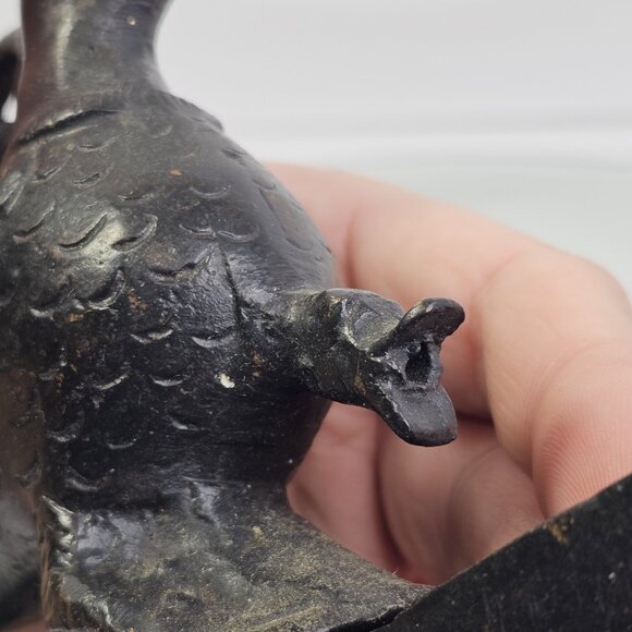 Antique Mughal Peacock Hanging Oil Lamp Bird Very Old. Bronze Or Brass - Picture 16 of 16